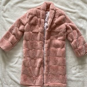 New pale pink fuzzy fur jacket
